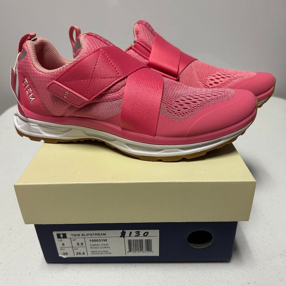 TIEM Slipstream Indoor Cycling Shoes, Coral Pink, Size 8
